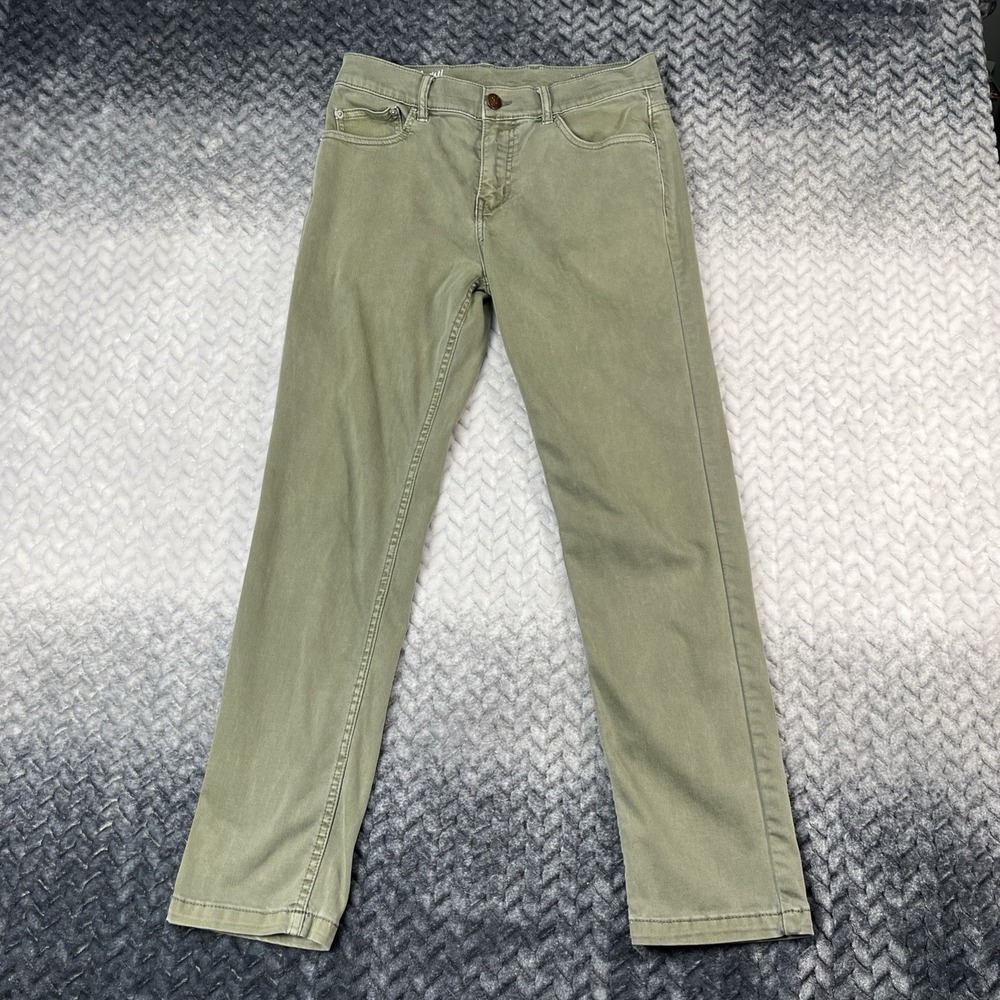 Mugsy Hydes Jeans Mens 30x30" Olive Green Slim Straight Stretch Denim Casual
